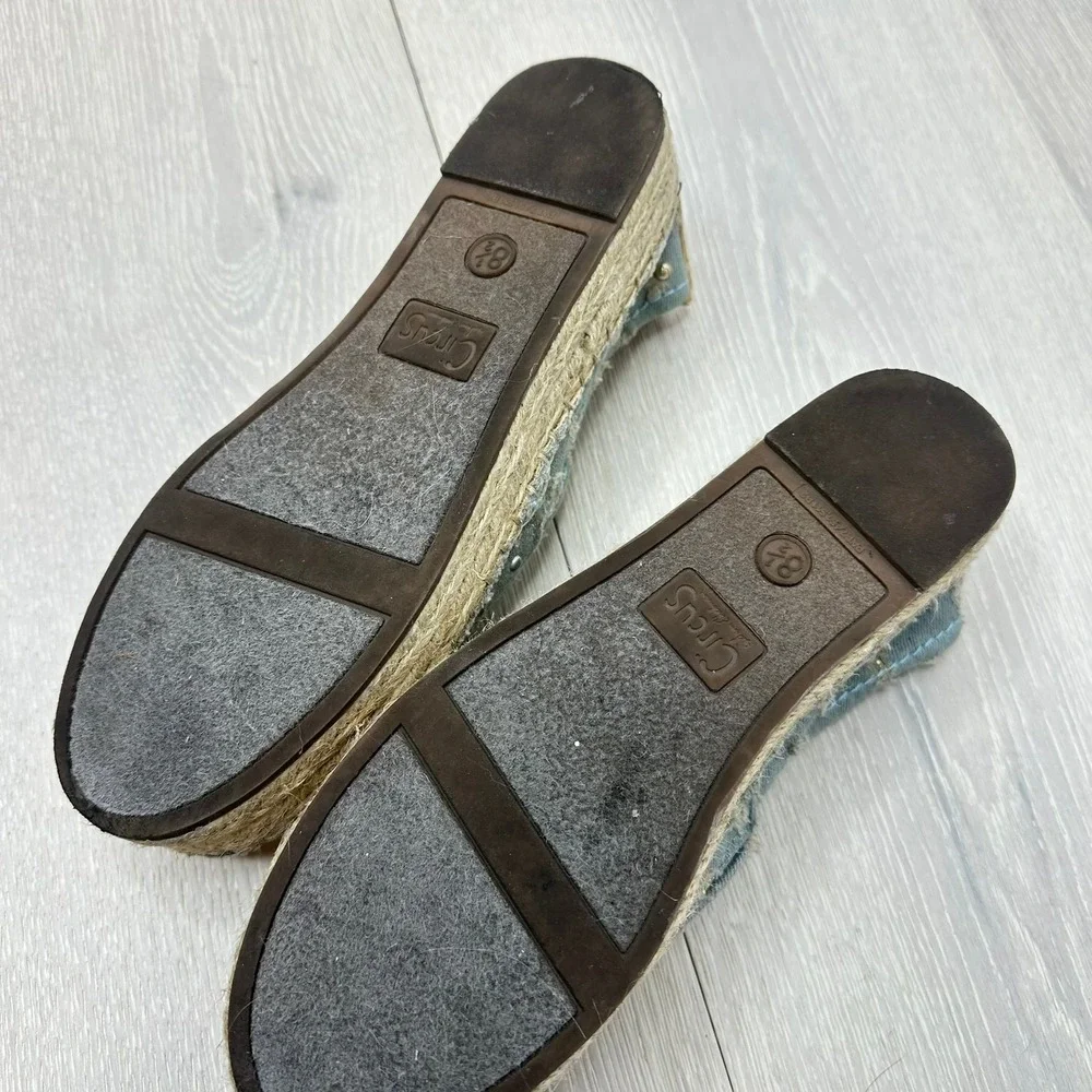 Circus by Sam Edelman Espadrille Flats Womens 8.5 Blue Denim Studded Distressed